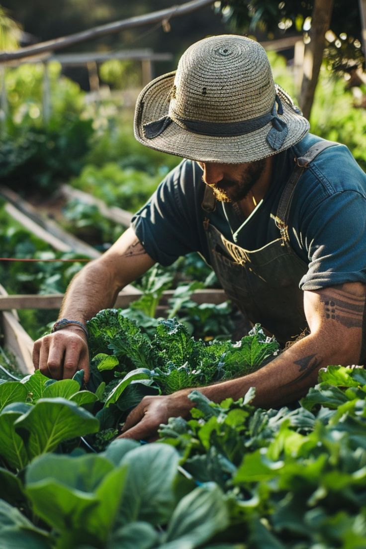 A gardener tending the food-forest beds